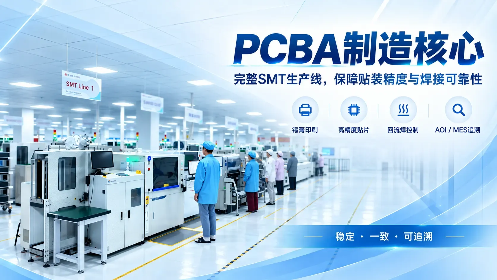 PCBA制造核心：完整SMT生产线如何保障贴装精度与焊接可靠性？